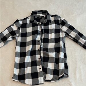 Forever 21 Black & White Buffalo Plaid Men’s Button-Down Shirt